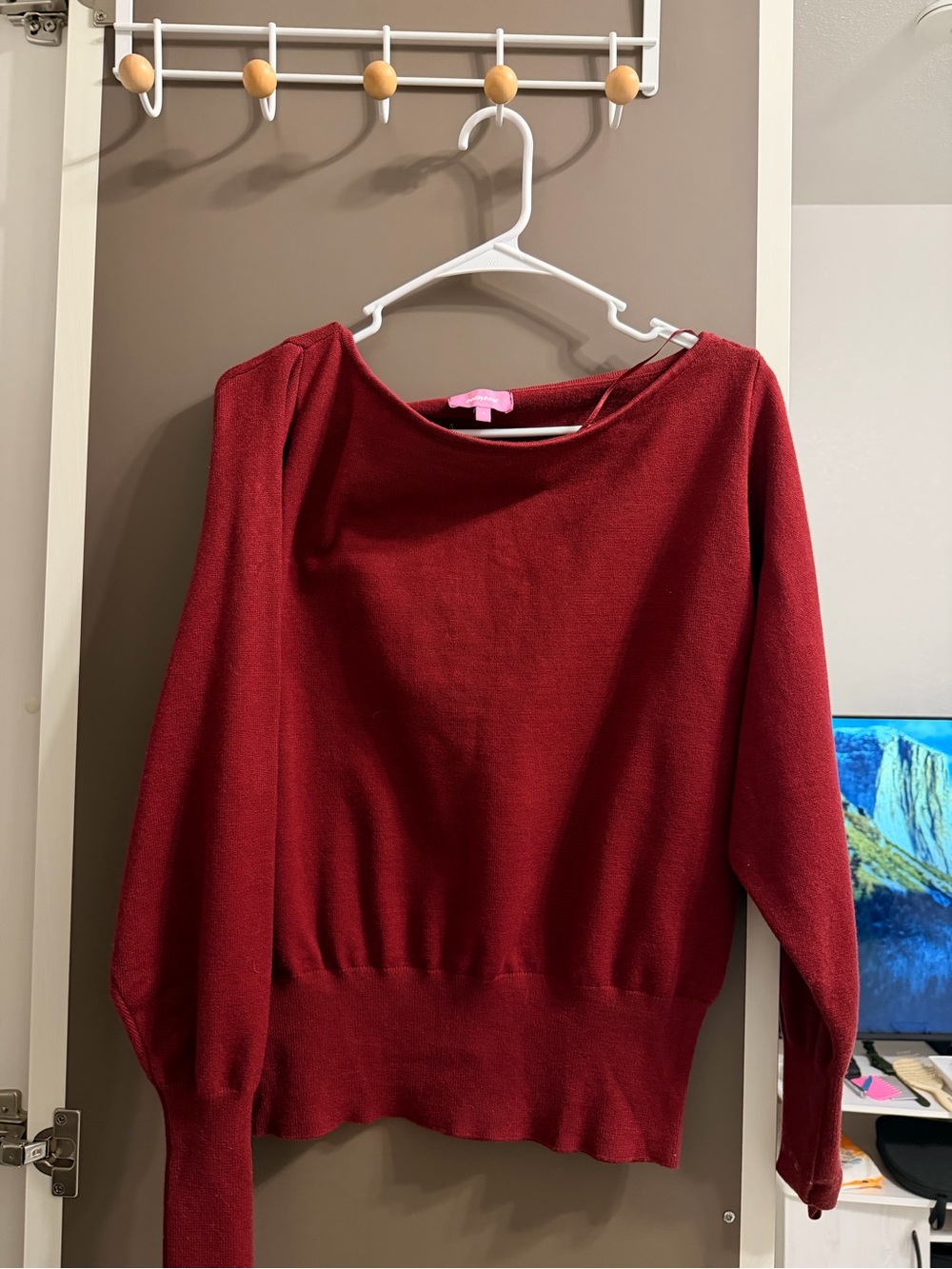 Edikted Deep Red Boatneck Sweater